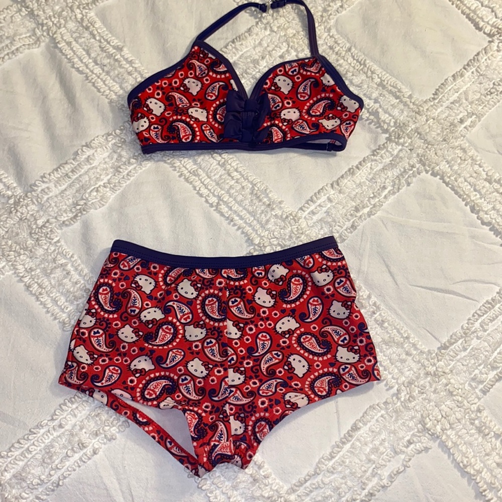 Hello kitty girls 2 piece swimsuit size 7